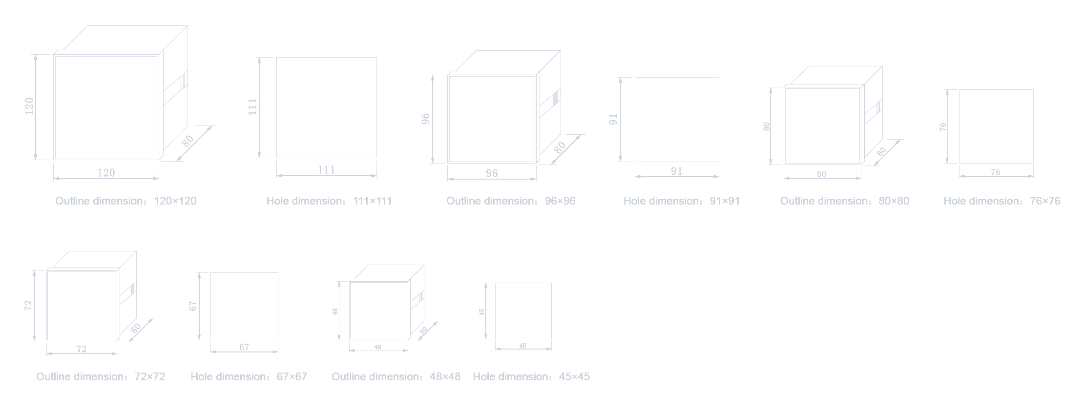 Shape and openingsize (unit: mm)